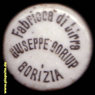 Picture of a ceramic Hutter stopper from: Fabricca di Birra Guiseppe Goriup, Gorizia, Görz, Gorica, Italy