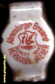 Picture of a ceramic Hutter stopper from: Bierbrauerei Hermann Haener, vorm. C.O. Wolfram, Ahrensburg, Germany