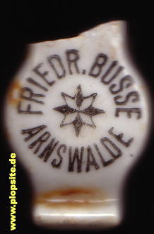 Picture of a ceramic Hutter stopper from: Arnswalde, Friedrich Busse,  PL, unbekannt, Poland