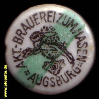 Picture of a ceramic Hutter stopper from: Brauerei zum Hasen, Augsburg, Germany