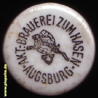 Picture of a ceramic Hutter stopper from: Brauerei zum Hasen, Augsburg, Germany