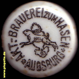 Picture of a ceramic Hutter stopper from: Brauerei zum Hasen, Augsburg, Germany