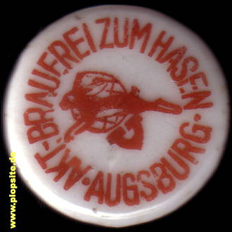 Picture of a ceramic Hutter stopper from: Brauerei zum Hasen, Augsburg, Germany