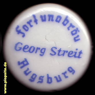 Picture of a ceramic Hutter stopper from: Fortunabräu, Georg Streit, Augsburg, Germany