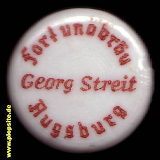 Picture of a ceramic Hutter stopper from: Fortunabräu, Georg Streit, Augsburg, Germany