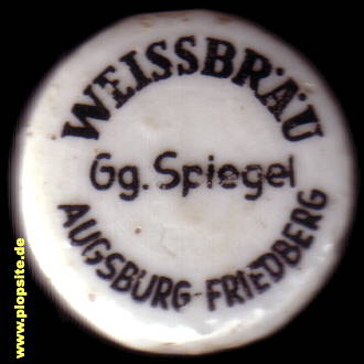 Picture of a ceramic Hutter stopper from: Friedberg Weizenbierbrauerei Spiegel, Augsburg, Germany