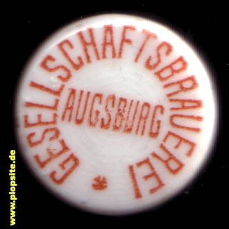 Picture of a ceramic Hutter stopper from: Gesellschaftsbrauerei, Augsburg, Germany