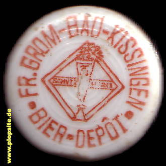 Picture of a ceramic Hutter stopper from: Bad Kissingen, Bierdepot Fr. Gromm,  DE, unbekannt, Germany