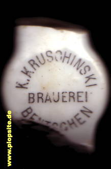 Picture of a ceramic Hutter stopper from: Brauerei K. Kruschinski, Bentschen, Zbąszyń, Poland