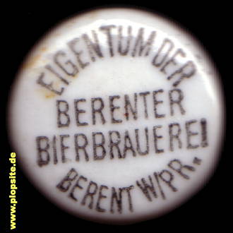 BŸügelverschluss aus: Berenter Bierbrauerei, A. Berent, Berent, Kościerzyna, Polen