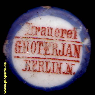 Picture of a ceramic Hutter stopper from: Malzbierbrauerei Groterjan AG, Gesundbrunnen, Mitte, Germany