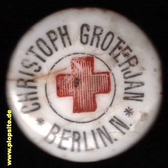 Picture of a ceramic Hutter stopper from: Malzbierbrauerei Groterjan AG, Gesundbrunnen, Mitte, Germany