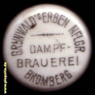 Picture of a ceramic Hutter stopper from: Dampf-Brauerei Grunwalds Erben Nachfolger, Bromberg, Bydgoszcz, Poland