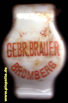 Picture of a ceramic Hutter stopper from: Neue Bromberger Brauerei Gebrüder Brauer, Bromberg, Bydgoszcz, Poland