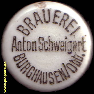 Picture of a ceramic Hutter stopper from: Brauerei Anton Schweigart, Burghausen / Salzach, Germany