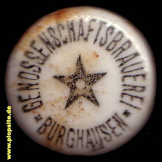 Picture of a ceramic Hutter stopper from: Genossenschaftsbrauerei Burghausen und Umgebung eGmbH, Burghausen / Salzach, Germany