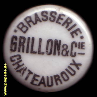 Picture of a ceramic Hutter stopper from: Brasserie Grillon & Cie., Châteauroux, France