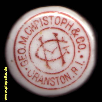 Picture of a ceramic Hutter stopper from: Cranston, RI, Geo M. Christoph & Co.,  US, unbekannt, USA