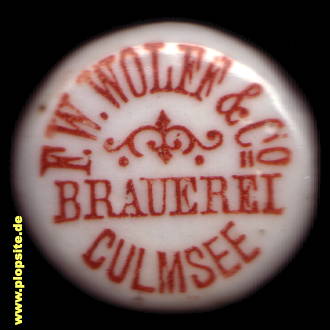 Picture of a ceramic Hutter stopper from: Brauerei F. W. Wolf & Co., Culmsee, Kulmsee, Chełmża, Poland