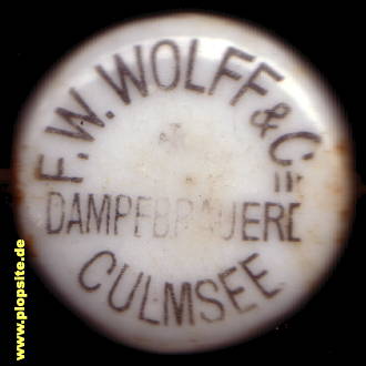 Bügelverschluss aus: Brauerei F. W. Wolf & Co., Culmsee, Kulmsee, Chełmża, Polen