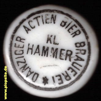 Picture of a ceramic Hutter stopper from: Actien Bierbrauerei Hammer, Danzig, Gdańsk, Poland