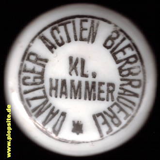 Picture of a ceramic Hutter stopper from: Actien Bierbrauerei Hammer, Danzig, Gdańsk, Poland