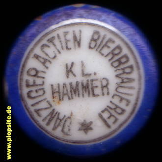 Picture of a ceramic Hutter stopper from: Actien Bierbrauerei (Kl Hammer = Kleinhammerweg), Danzig, Gdańsk, Poland