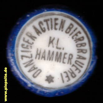 Picture of a ceramic Hutter stopper from: Actien Bierbrauerei Hammer, Danzig, Gdańsk, Poland