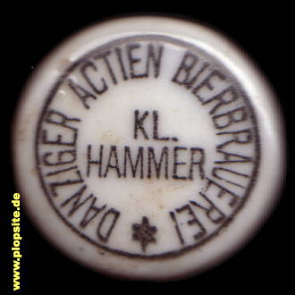Picture of a ceramic Hutter stopper from: Actien Bierbrauerei Hammer, Danzig, Gdańsk, Poland