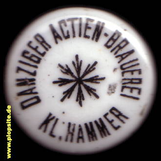 Picture of a ceramic Hutter stopper from: Actien Brauerei Hammer, Danzig, Gdańsk, Poland