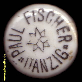 Picture of a ceramic Hutter stopper from: Brauerei Paul Fischer, Danzig, Gdańsk, Poland