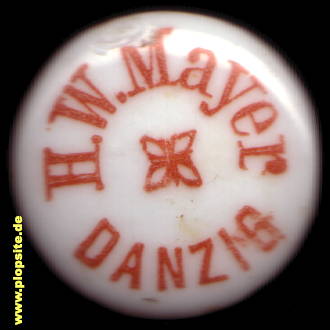 Picture of a ceramic Hutter stopper from: Brauerei H.W. Mayer, Danzig, Gdańsk, Poland