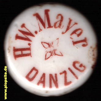 Picture of a ceramic Hutter stopper from: Brauerei H.W. Mayer, Danzig, Gdańsk, Poland