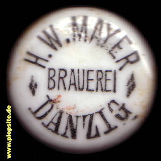 Picture of a ceramic Hutter stopper from: Brauerei H.W. Mayer, Danzig, Gdańsk, Poland