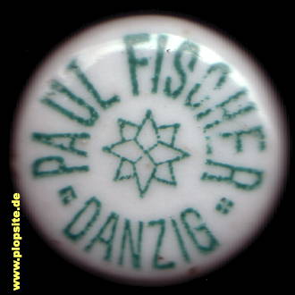 Picture of a ceramic Hutter stopper from: Brauerei Paul Fischer, Danzig, Gdańsk, Poland