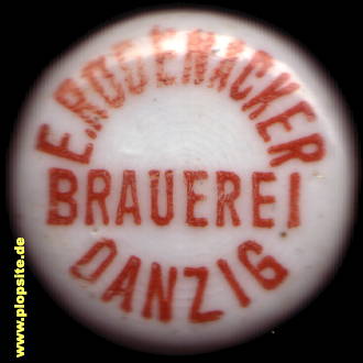 Picture of a ceramic Hutter stopper from: Brauerei Rodenacker, Danzig, Gdańsk, Poland