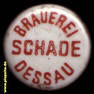 Picture of a ceramic Hutter stopper from: Brauerei Schade  , Dessau, Germany