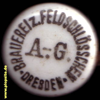 Picture of a ceramic Hutter stopper from: Brauerei zum Feldschlößchen AG, Dresden, Germany