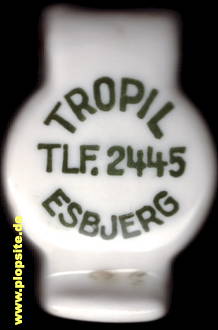 Picture of a ceramic Hutter stopper from: Mineralvandsfabrik Tropil Tlf. 2445 , Esbjerg, Esberg, Denmark