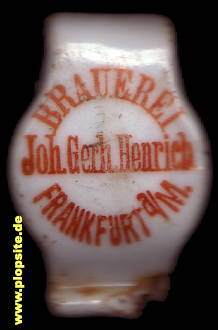 Picture of a ceramic Hutter stopper from: Brauerei Johann Gerhard Henrich, Frankfurt / Main, Germany