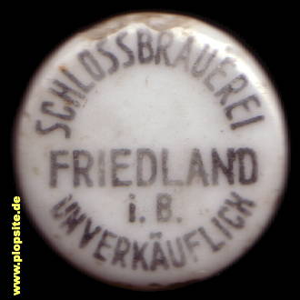 Bügelverschluss aus: Schloßbrauerei, Friedland / Böhmen, Frýdlant, Frýdlant v Čechách, Tschechien