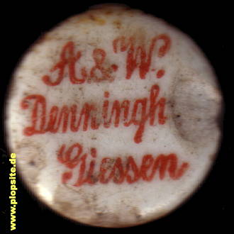 Picture of a ceramic Hutter stopper from: Brauerei A. & W. Denninghoff, Gießen, Germany