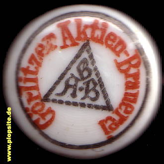 Picture of a ceramic Hutter stopper from: Aktien Brauerei , Görlitz, Germany