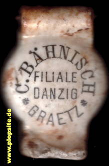 Picture of a ceramic Hutter stopper from: Brauerei C. Bänisch, Filiale Danzig, Grätz, Grodzisk Wielkopolski, Poland