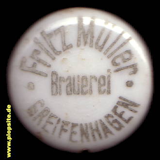 Bügelverschluss aus: Brauerei Fritz Müller, Greifenhagen, Gryfino, Polen