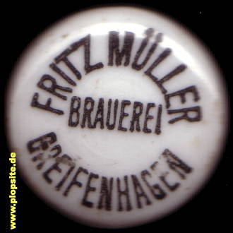 BŸügelverschluss aus: Brauerei Fritz Müller, Greifenhagen, Gryfino, Polen