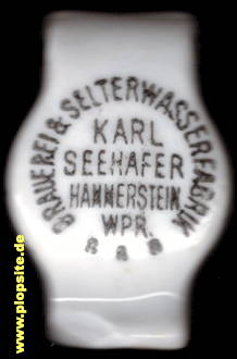 Bügelverschluss aus: Brauerei & Selterwasserfabrik Karl Seehafer, Hammerstein, Czarne, Polen