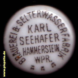 Bügelverschluss aus: Brauerei & Selterwasserfabrik Karl Seehafer, Hammerstein, Czarne, Polen