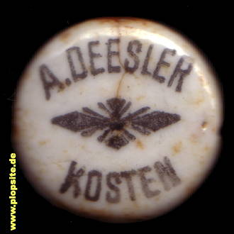 Picture of a ceramic Hutter stopper from: Brauerei Alexander Deesler, Kosten, Kościan, Poland