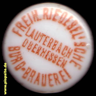 Picture of a ceramic Hutter stopper from: Freiherrlich Riedesel'sche Burg Brauerei, Lauterbach / Hessen, Germany